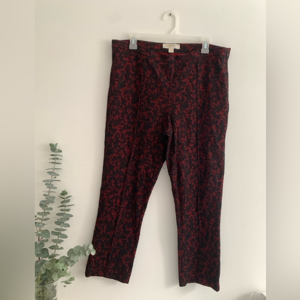 Michael Kors Red and Black Cropped Pants